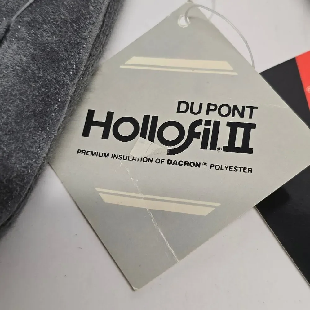 Vintage Wells Lamont Women's Gray Suede Insulated Gloves Du Pont Hollofil II M